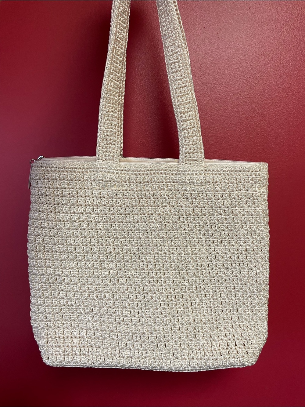 The Sak Vintage Cream Colored Crochet Tote Bag
